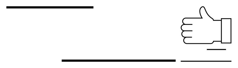 Poster - Hand giving a thumbs-up approval with clean horizontal lines for modern simplicity. Ideal for approval, agreement, encouragement, success, positivity, minimalism, simple landing page