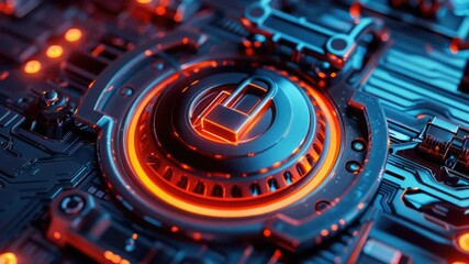 Poster - A close-up view of a circuit board with red LED lights