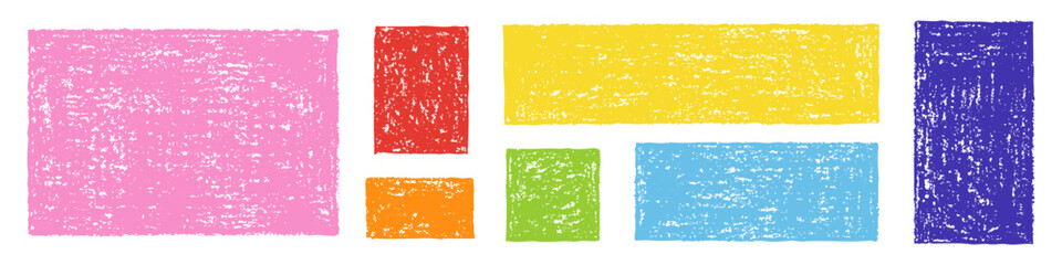 Wall Mural - Set of Design Elements Hand-drawn Colorful Stamps of Different Sizes Isolated on White Backdrop. Style of Children's Drawing.
