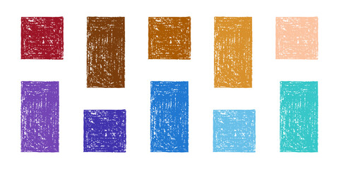 Wall Mural - Set of Design Elements Hand-drawn Templates of Blue, Violet, Brown, Beige Colors Isolated on White Backdrop. Style of Children's Drawing.