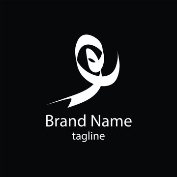Abstract White Logo word HA on Black Calligraphic Wave vector File