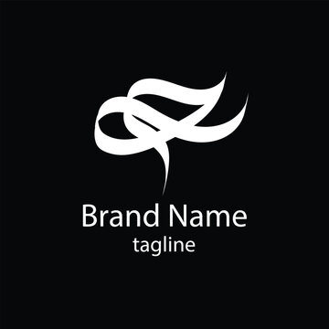 Abstract White Logo word HA on Black Calligraphic Wave vector File