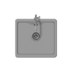 Fototapete - A top-down view of an oval-shaped white sink with brass hardware, centered on the canvas, set against a pure-white background for easy digital color application.  