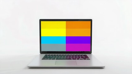Poster - A laptop computer sitting on a table with a white screen