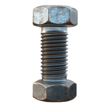 Detailed digital rendering of a single metallic bolt with threads and hexagonal head