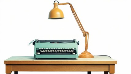 Poster - Desk setup with typewriter and lamp