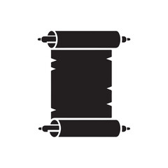 Poster - Black vector icon of a scroll or parchment paper, perfect for education, history, and design