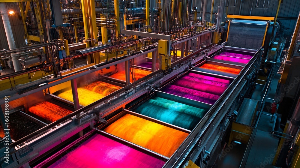 Dye Machine Container Design Fabric dyeing machine with a conveyor belt running through large dye ...