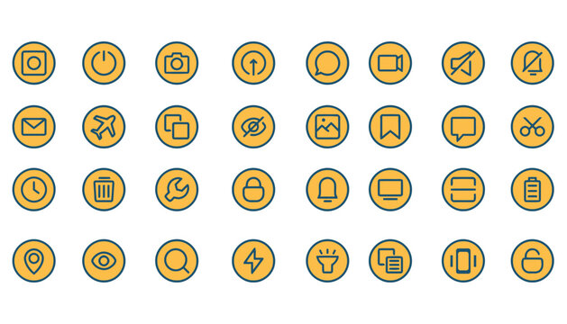 Collection of modern flat design icons for user interface and web applications