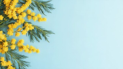 Poster - Yellow flowers sitting on a bright blue background, perfect for adding some color and texture to your design