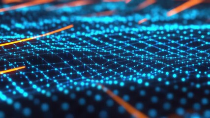 Poster - A close-up of a computer screen with glowing lines, suitable for tech-related concepts or futuristic scenarios