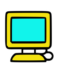 Poster - A cartoon illustration of a retro computer monitor with a bright yellow frame.