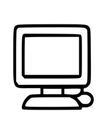 Fototapete - Simple line drawing of a desktop computer with monitor and mouse.