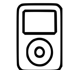 Fototapete - Simple black and white illustration of a portable media player device.