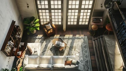 Poster - Cozy living room with plenty of natural light from large windows