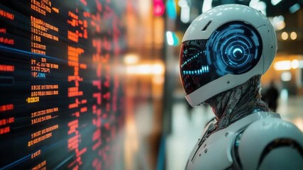 Poster - A robot reviewing data on a wall display