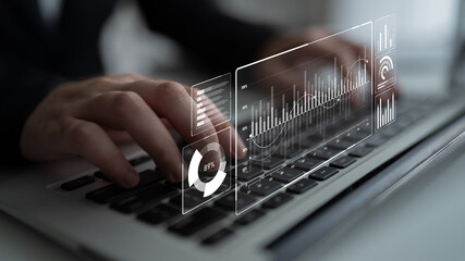 Fototapete - Big data and analytics support real-time insights, predictive modeling, and data-driven decisions for business intelligence and growth. Latch
