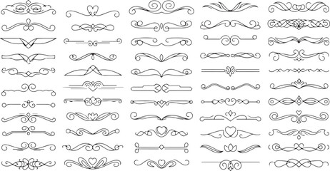 Poster - Collection of decorative ornamental borders and dividers isolated on transparent background