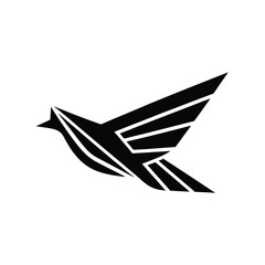 Poster - Minimalist geometric bird logo in flight wing