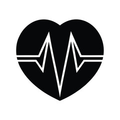 Poster - Minimalist heart shape with electrocardiogram line pulse
