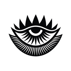 Poster - Minimalist logo a closed eye with radiating lines symbol