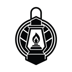 Poster - Minimalist logo a lantern with flame graphic icon