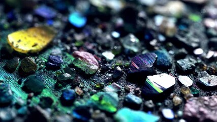 Poster - Sparkling crystal shards in a rainbow of colors create a mesmerizing abstract artwork, showcasing the beauty of nature's innovation and the potential for artistic expression