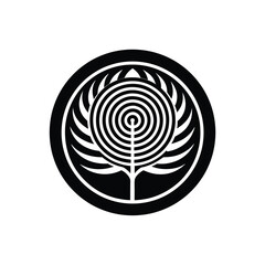 Poster - Minimalist logo a stylized tree ring with radiating lines growth