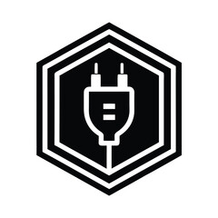 Poster - Minimalist logo an electrical plug socket inside a hexagon electricity power