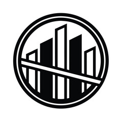 Poster - Minimalist logo with bar chart circle symbol icon