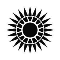 Poster - Minimalist sun logo with sharp rays circular pattern graphic symbol