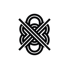 Poster - Abstract knot logo with intersecting lines curves symbol graphic