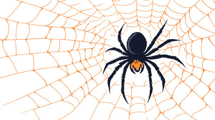 Cute and Spooky Arachnid Hanging on Web for Professional Use