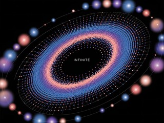 Poster - Abstract Infinite Galaxy Concept with Connected Dots Glowing Orbs and a Black Background Representing Endless Possibilities Technology and Futuristic Design for Creative Projects and