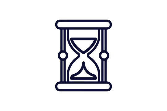 sand clock outline clip art silhouette vector illustration on white background