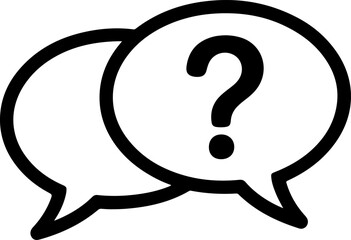 Poster - Two speech bubbles with a question mark inside representing a question or inquiry