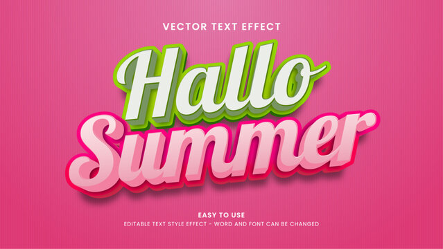 hallo summer editable text effect 3d