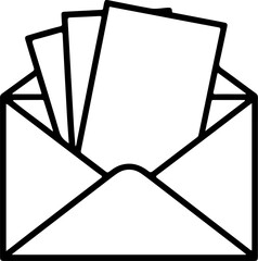 Poster - Open envelope with paper inside line art icon