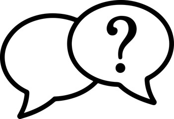 Poster - Hand drawn speech bubbles with a question mark inside representing communication and inquiry