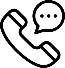 Poster - Simple outline icon of a telephone handset with a speech bubble