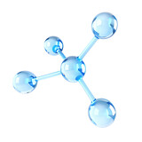 Representation of floating molecules as a representation and concept of science and chemistry, isolated with transparent background
