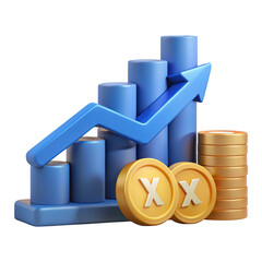 Poster - Financial Growth Chart with Coins on transparent background
