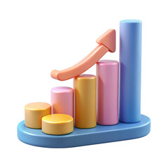 Poster - 3D Rendered Growth Chart with Arrow on Transparent Background