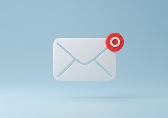Leinwandbilder - 3D Render of Email Notification Icon Envelope with Red Dot, Communication, Digital, Online, Contact, Messaging.