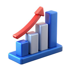 Poster - 3D Bar Graph with Arrow on Transparent Background