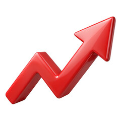 Poster - Red Arrow Pointing Upwards on Transparent Background