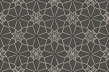 Poster - Elegant geometric starburst pattern in shades of gray providing a seamless and versatile design for various design applications