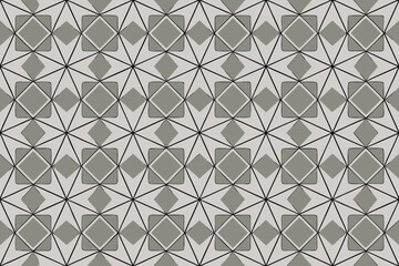 Poster - Geometric grayscale pattern with diamonds squares and triangles repeated across the abstract surface design for background textures and decoration.