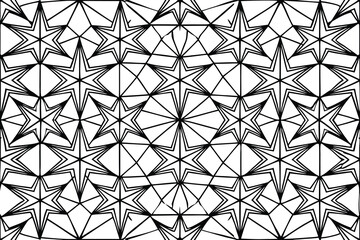 Poster - Geometric star pattern repeating seamless background black and white decorative design suitable for wallpaper textile or website backgrounds
