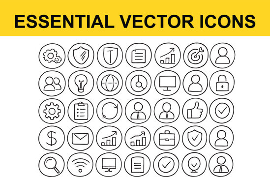 Hand drawn business and technology vector icons